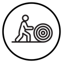Man rolling carpet mat icon