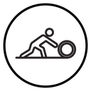 Man rolling carpet mat icon