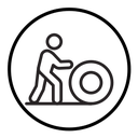 Man rolling carpet mat icon