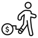 Man with debt icon