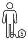 Man with debt icon