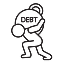 Man with weight debt icon