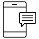 Mobile message notification Black Outline icon