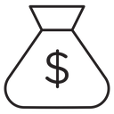 Money bag Black Outline icon