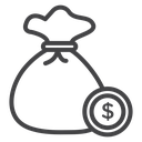 Money Bag Coin Black Outline icon