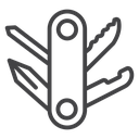 Multi-Blade Swiss Knife Black Outline icon