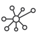 Network Hub Spokes Black Outline icon