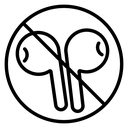 No earbuds allowed sign icon