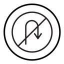 No U turn sign icon