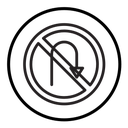 No U turn sign Black Outline icon