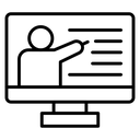 Online Course Monitor Lecture Black Outline icon