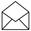 Open envelope Black Outline icon