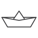 Origami Sail Boat Black Outline icon