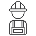 Overalls Hard Hat Worker Black Outline icon