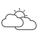 Overlapping Cloud Sun Black Outline icon