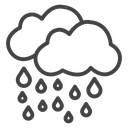 Overlapping Rain Clouds Black Outline icon