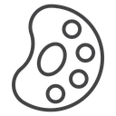 Paint Palette Dots Black Outline icon