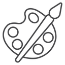 Painter Palette Brush Black Outline icon