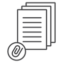 Paperclip Document Stack Black Outline icon
