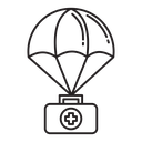 Parachute with first aid kit icon