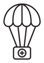 Parachute with first aid kit icon