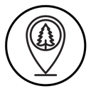 Park, forest location map icon