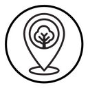 Park, forest location map icon