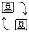 Peer to Peer black outline icon