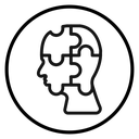 People head with puzzles Black Outline icon
