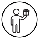 Person offer gift Black Outline icon