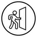 Person push the door Black Outline icon