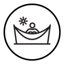 Person relaxing on hammock icon