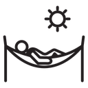 Person relaxing on hammock icon