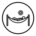 Person relaxing on hammock icon