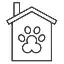 Pet House Paw Print Black Outline icon