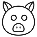 Pig face Black Outline icon