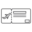 Plane Ticket Black Outline icon