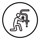 Plumber repairing pipe icon