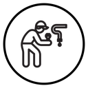 Plumber repairing pipe icon