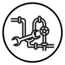 Plumber repairing pipe icon