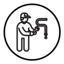 Plumber repairing pipe icon