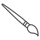 Pointed Tip Paintbrush Black Outline icon
