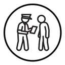 Police officer giving fine icon
