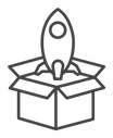 Product Release Rocket Box Black Outline icon