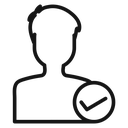 Profile check Black Outline icon