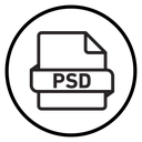 PSD File Format Black Outline icon