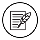 Quill pen and notebook page icon