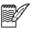 Quill pen and notebook page icon