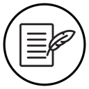 Quill pen and notebook page icon