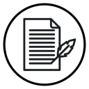 Quill pen and notebook page icon
